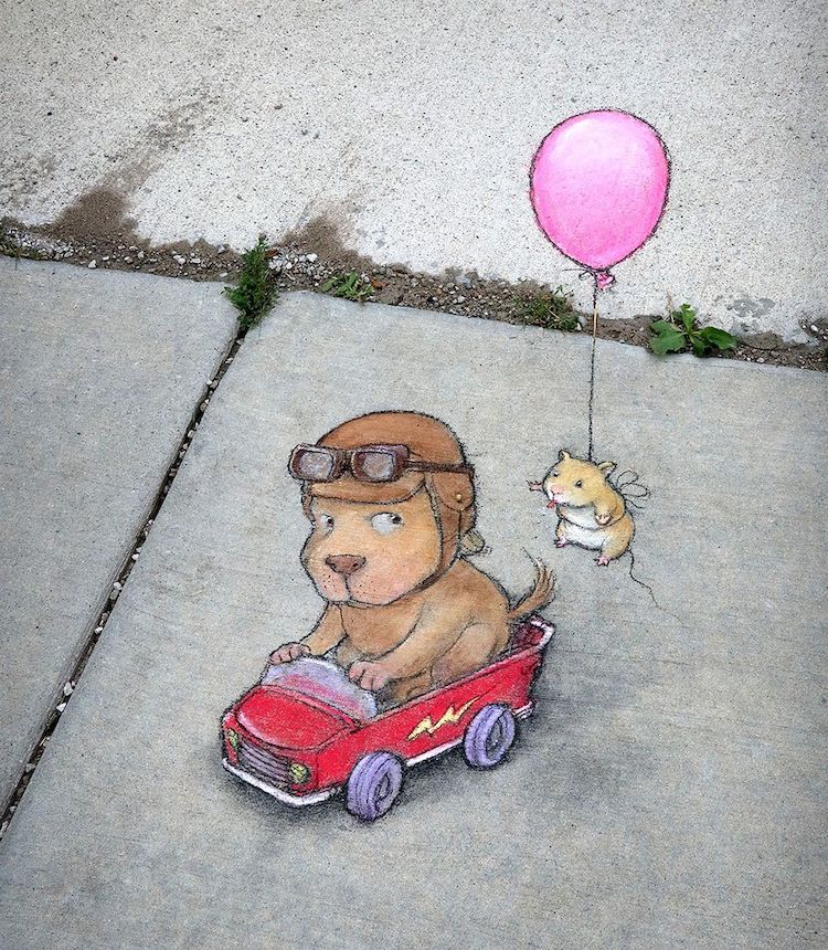 Art Craie trottoir Illustration par David Zinn