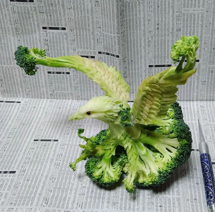 Sculpture de légumes par l'artiste culinaire Gaku