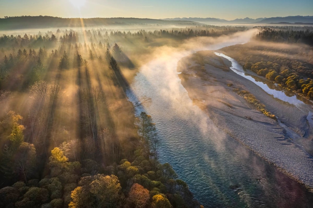 Aerial view of the Pupplinger Au floodplain