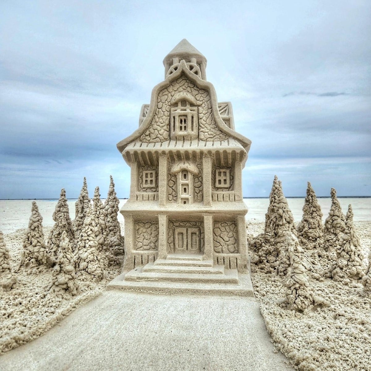 Intricate House Sand Sculpture