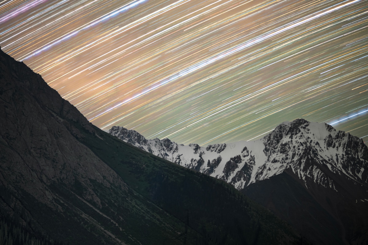 Star trail at barskoon valley in Kyrgyzstan