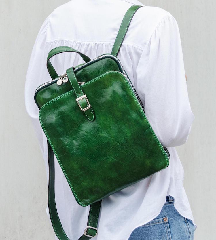 Green Leather Backpack