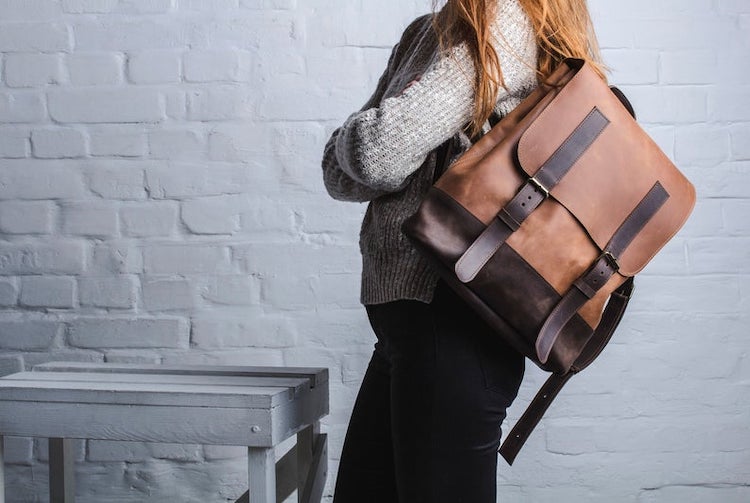 Two-Toned Leather Laptop Backpack