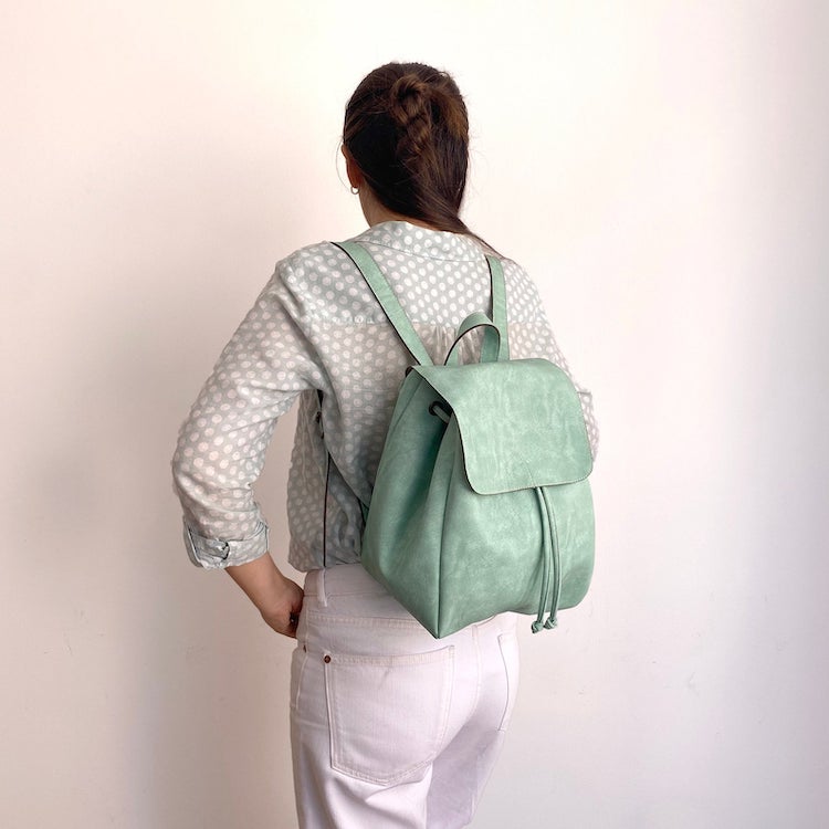 Mint Green Vegan Leather Backpack